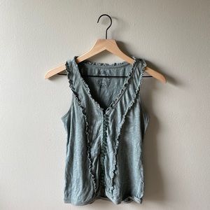 Anthropologie teal button detail knit tank top vest
